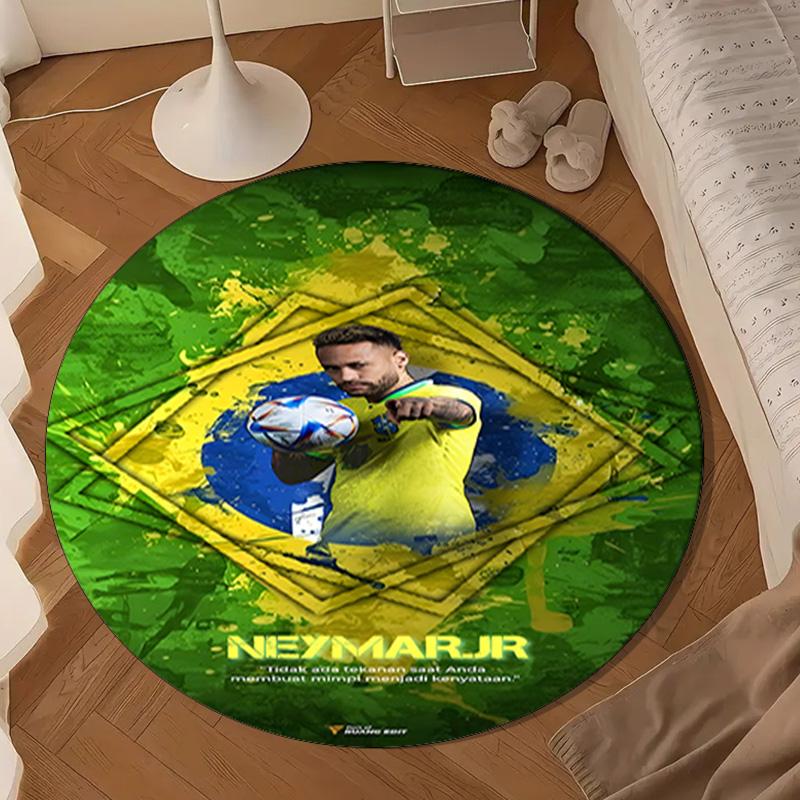 Brazilian Football Star Round mat Home Decor, Chair rug For livingroom,Bedroom, doormat home decor Birthday Gift Christmas Gifts