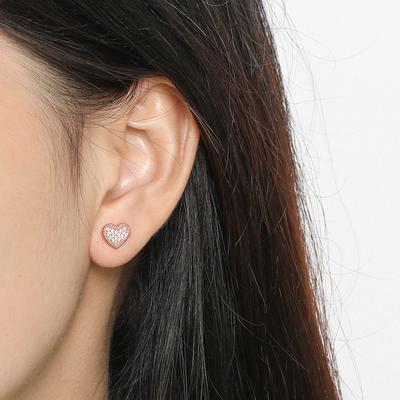 Leichter Luxus Koreanischer Stil Pfirsichherz Ohrringe für Damen Voll Diamant Retro Twist Herzform Ohrringe