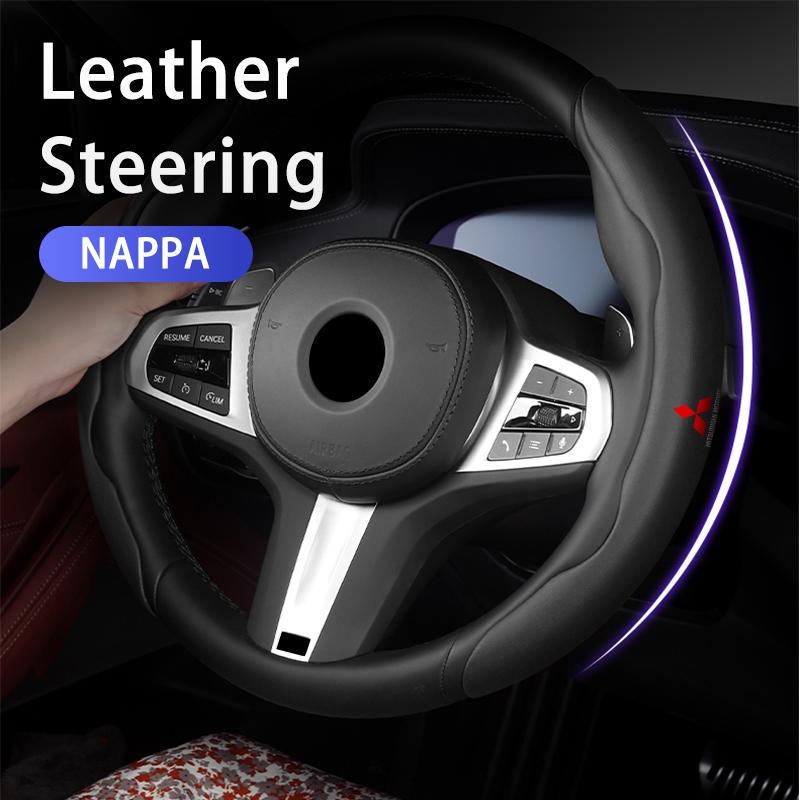 Car Anti Slip Decoration Leather Steering Wheel Covers Interior Accessories For Mitsubishi Outlander Lancer Eclipse Mirage