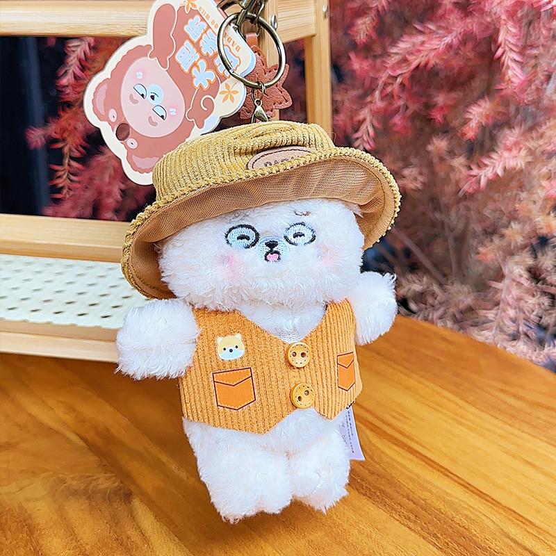 Bold Bear Goes Wild Series Wearing Vest And Hat Plush Pendant Suitable For Gifts