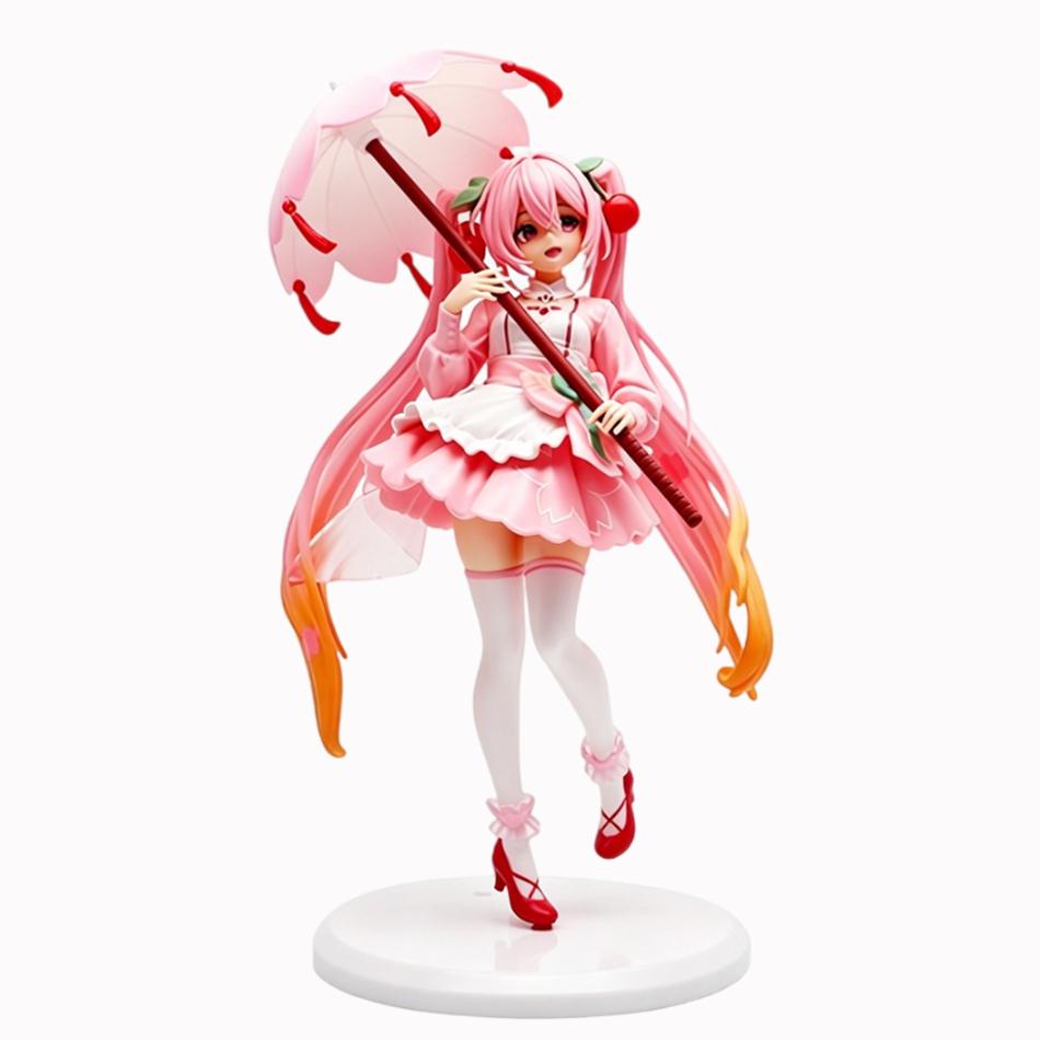 Anime Figurine 19/23Cm Hatsune Standing Posture Umbrella Cherry Blossom Cute Sweet Action Model Pvc Toy Collection Gift In Stock