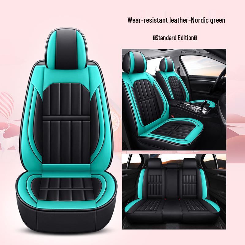 Universal Four-Season Leather & Ice Silk Car Seat Cover Cushion for All Models