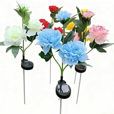 Solar Powered Solar Garden Lights LED Peony Lamp Solar Path Lights Waterproof Simulation Flower Ground Plug Light