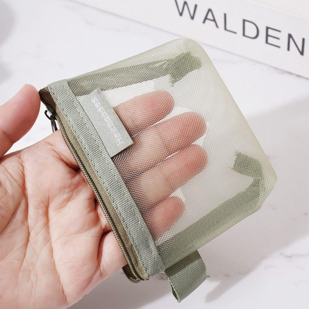 Small Item Bag Clear Mesh Bag Lipstick Cosmetic Bag Fresh Color Card Bag Mini Coin Purse  Gift