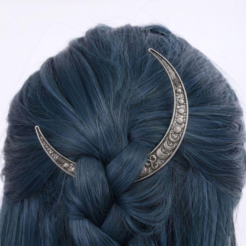 Alloy Retro Moon Hairpin Exquisite Carving Gothic Hairpin Ancient Style Hairpins  Women Accessory