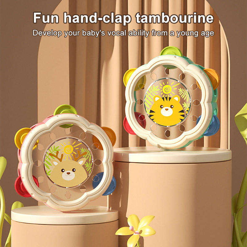 Cute Cartoon Hand Beating Drum Baby Percussion Instrument Baby Ringdrum Puzzle Early Education Enlightenment Children'S Toy