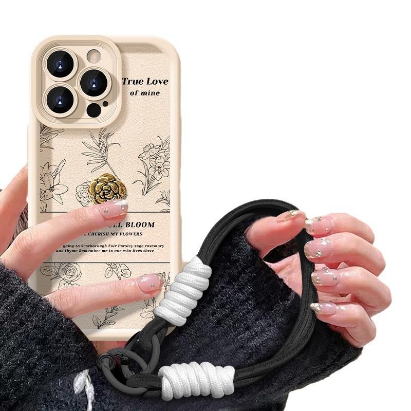 Applicable To Apple 15 Mobile Phone Case Iphone13promax Camellia Doll Lanyard 12/11 Lambskin 7plus