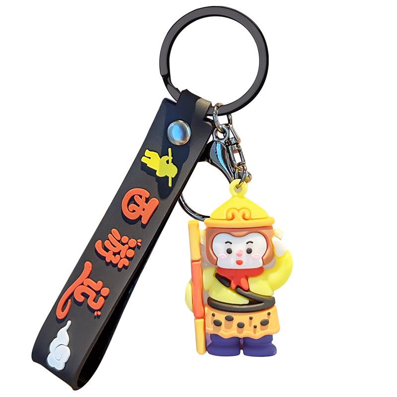 Journey to the West Keychain: Cute Sun Wukong & Zhu Bajie Backpack Pendant, Mythological Student Charm Gift