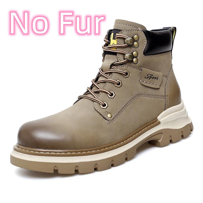 Male Shoes Genuine Leather Men s Outdoor Boots New Arrival Men Winter Plush Snow Boots Lace-Up Thick Bottom Male High Top Shoes 38 12873₽