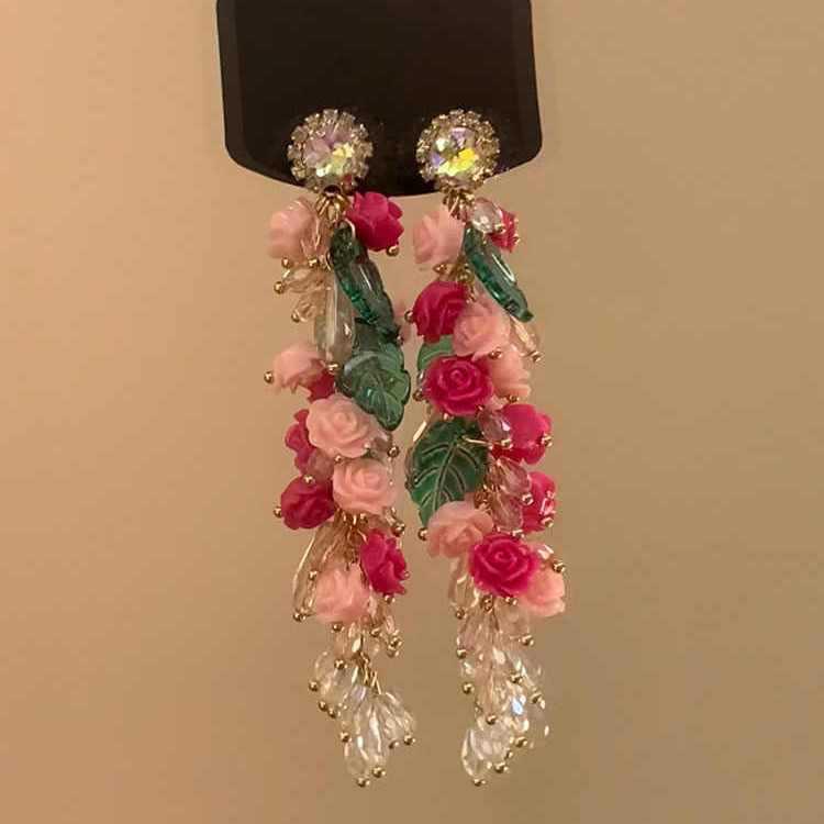 Colorful Dopamine Fabric Beaded Earrings – Women's Studs, Seaside Vacation Style, Ear Clips