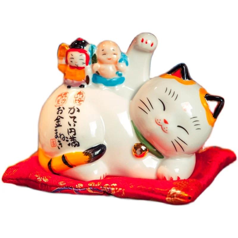 Maneki Neko Figurines, Japanese-style Cat Dolls, Ceramic Piggy Banks, Gifts for Children and Adults, for Friends