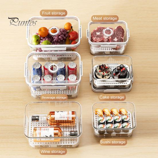 2300/5500ML Airtight Crisper Box with Time Recording Disk Reusable Food Storage Container Fruits Vegetables Loaf Keeper Box for Kitchen Counter