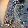 European Style High Waist Rhinestone Beaded Ripped Slimming Straight Mid-Length Pants