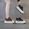 Fashion 2025 New 6.5cm Lace-up Genuine Leather Flat Platform Sneaker Increase Shoes Woman High Top Short Boots Spell Color Trend Shoes