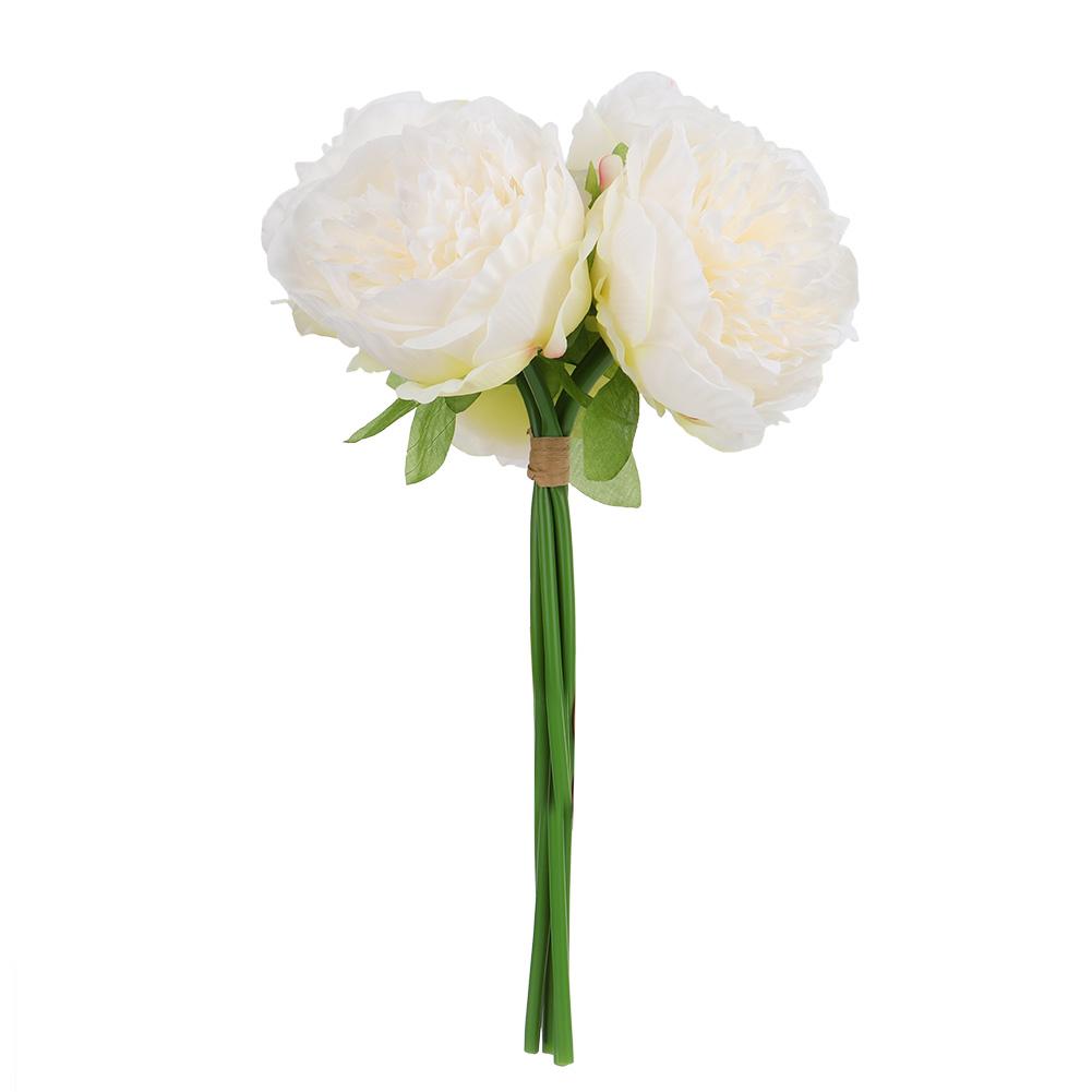 Artificial Flower Peony Fake Peony Artificial Peony Silk Peony Wedding Bouquet(White)