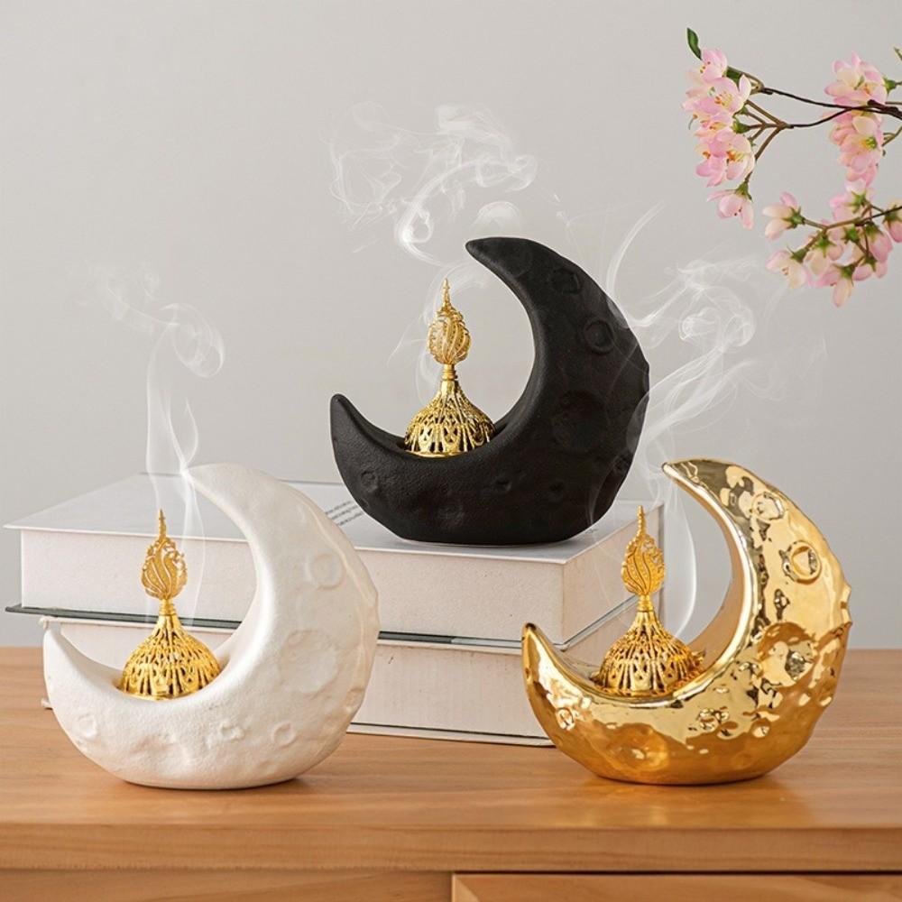 Ceramic Moon-Shaped Incense Burner Light Luxury Sandalwood Incense Burner  Gift Giving