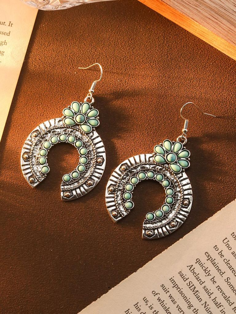 Böhmische Diamant Türkis Blume Stern Ohrringe Hohes Niveau Retro Ethnischer Stil Ohrringe