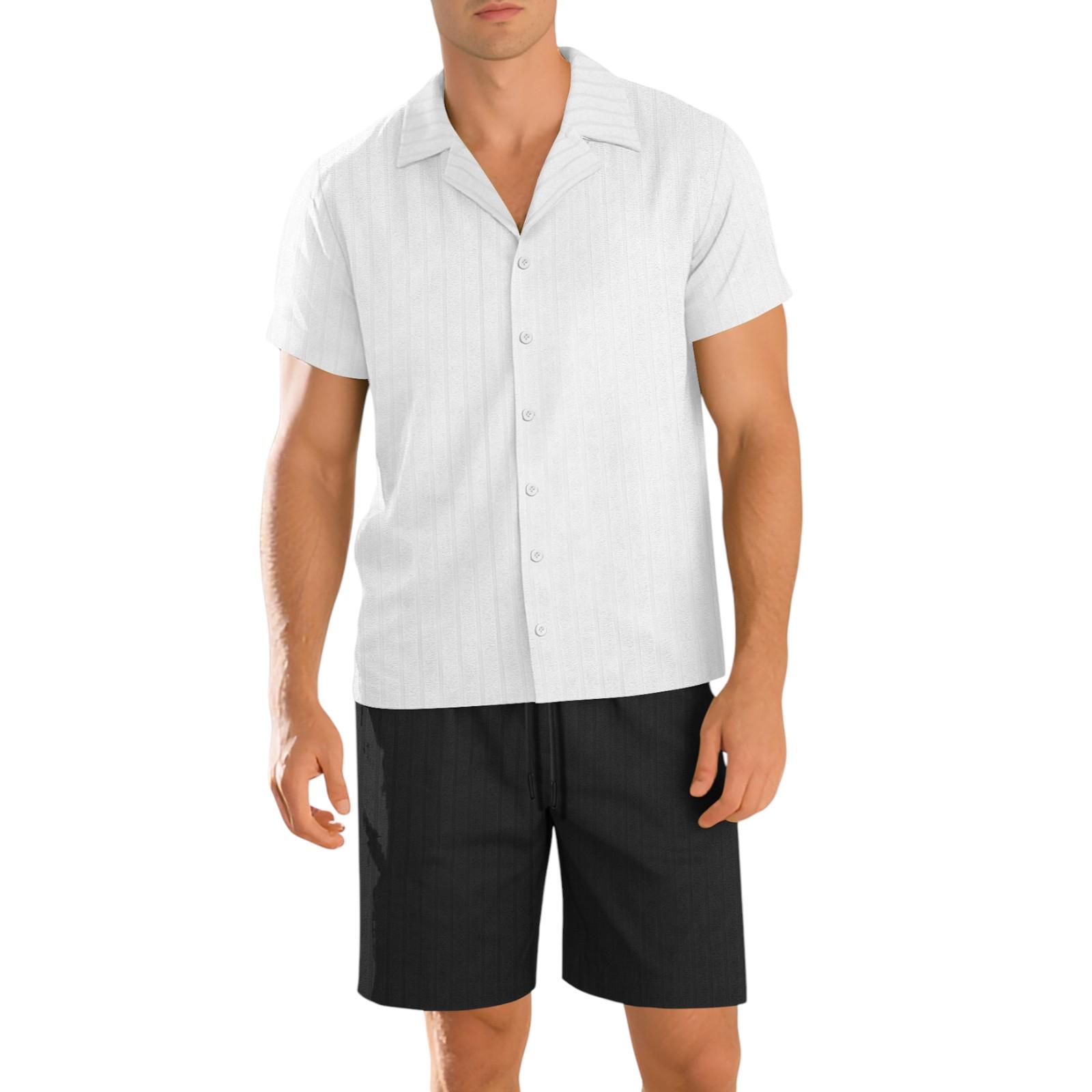 

Men s Summer Casual Cardigan And Shorts Set XL білий