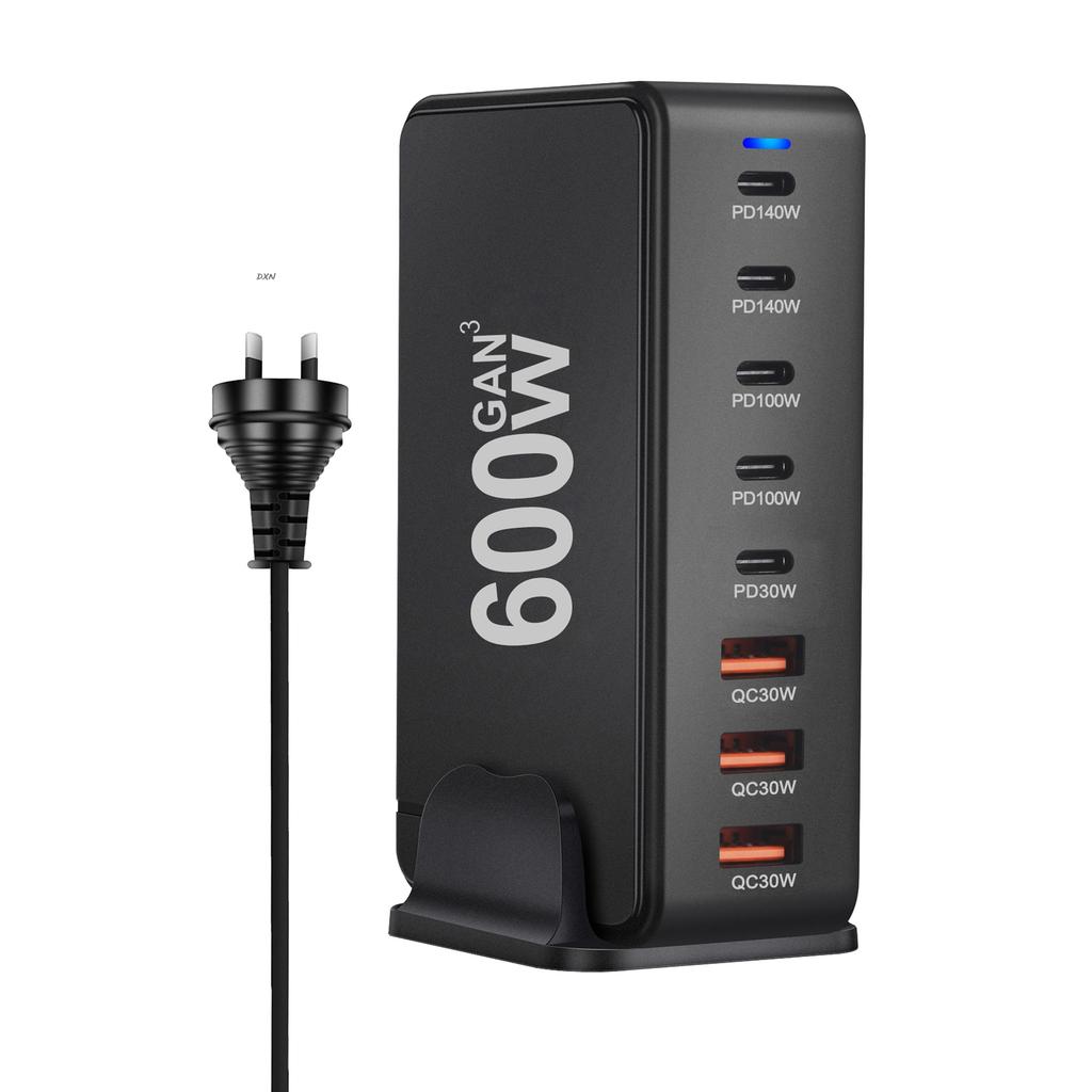 600W GaN 8-Port Ladegerät Typ C PD3.1 Adapter Schnellladestation für iPhone 16 15 Samsung Xiaomi Huawei Tablet Dropshipping