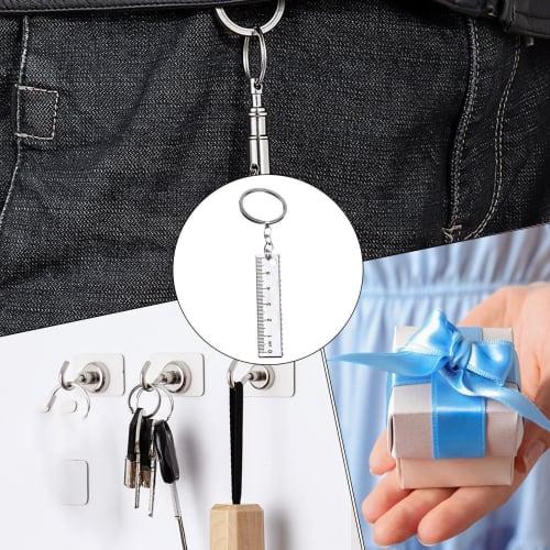 Small Ruler Keychain, Pocket Pendant Backpack Charm Measuring Tool, Practical Multifunctional Key Ring Decoration for School, Home, Office