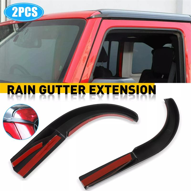 1Pair Car Rain Gutter Extensions Roof Water Guard Diversion Channel Slot For Jeep Wrangler Jk Jku 2007-2018 External Accessory