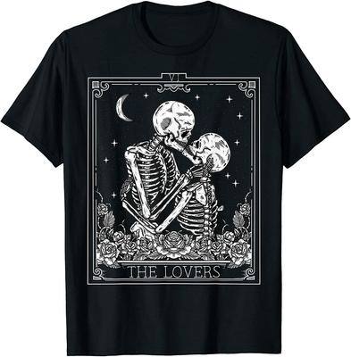The Lovers Vintage Tarot Card Astrology Skull Horror Occult Unisex T-Shirt