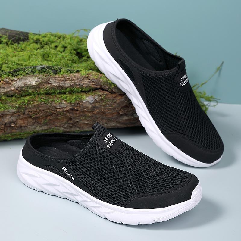 Casual Loafers Shoes Men Summer Half Shoes Slippers Slides Slip On Shoes Men Mesh Breathable Soft Comfortable Slippers for Men
