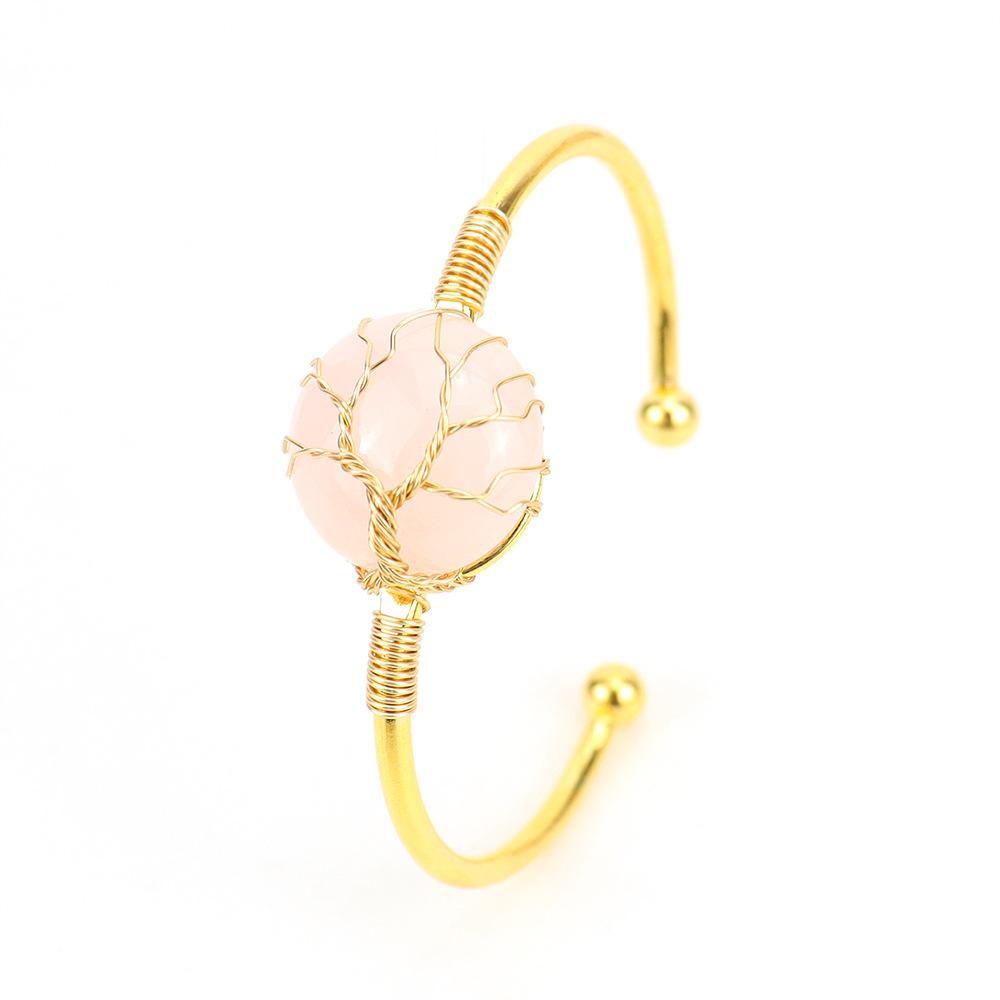 Handmade Copper Wire Winding Round Rough Stone Natural Crystal Bracelet Bracelet Bracelet B66