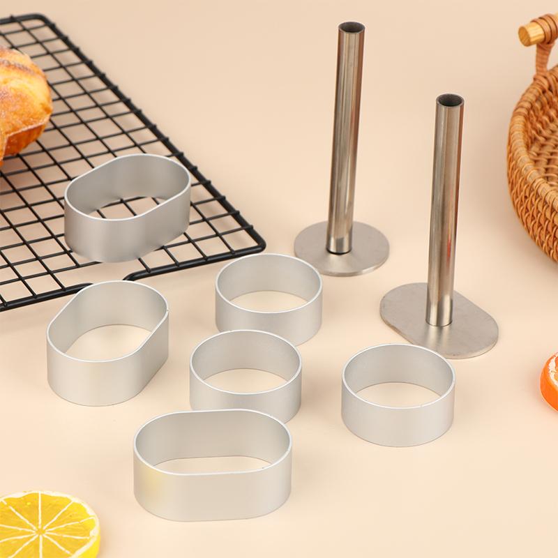 Stainless Steel Pulburon Molder With Pusher Cake Decorating Tools Diy Cake Mousse Pastry Ring Mold Cooking Rings Baking Tools