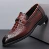 Leather shoes men's 2025 spring new first-layer cowhide business dress shoes one-pedal men's shoes crocodile pattern Wenzhou men's shoes