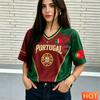 T-shirt da donna estiva con scollo a V Maglietta da calcio brasiliana Maglia da donna con gradiente giallo verde Asciugatura rapida nuova T-shirt brasiliana