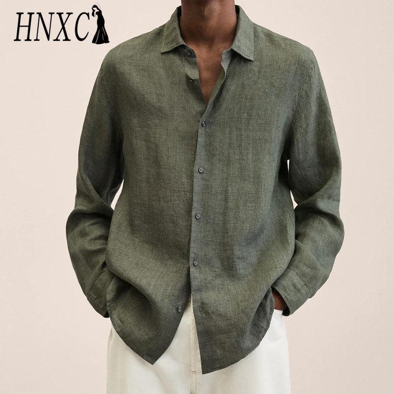 HNXC Baumwolle Langarm T-Shirt Herrenmode Lockeres Shirt Bedrucktes Mitfühlendes Shirt