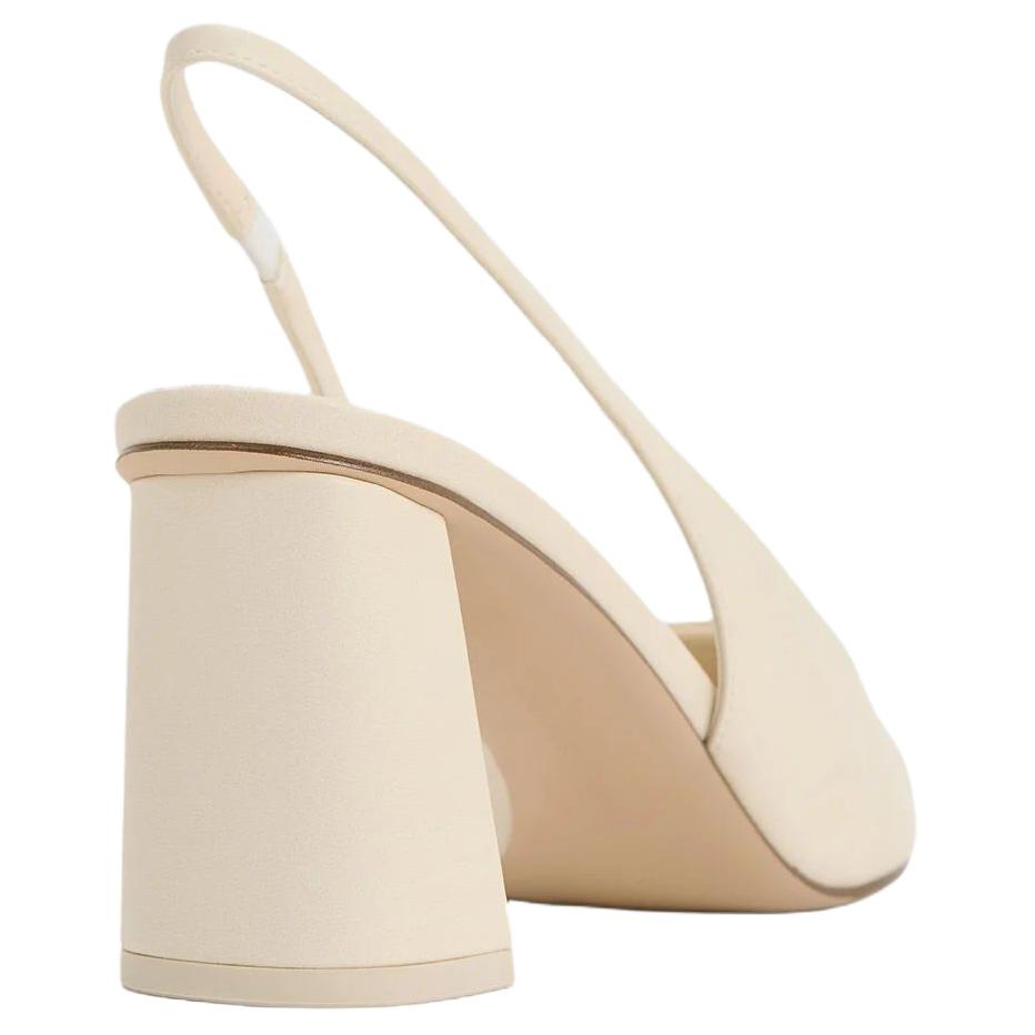 Charles & Keith Fashion Open-Back Chunky Heel High Heels 6.6cm Women high heels Beige CK1-60361462_CHALK