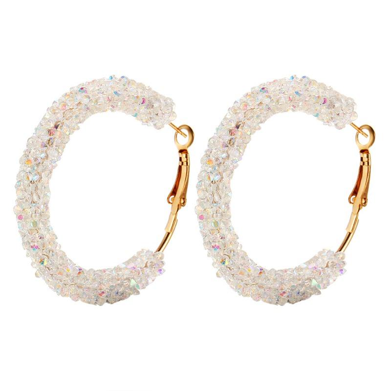 Fashion Geometric Broken Diamond Round Earrings Exaggerated Full Diamond Circle Crystal Earrings Women Elegant Jewelry Earring
