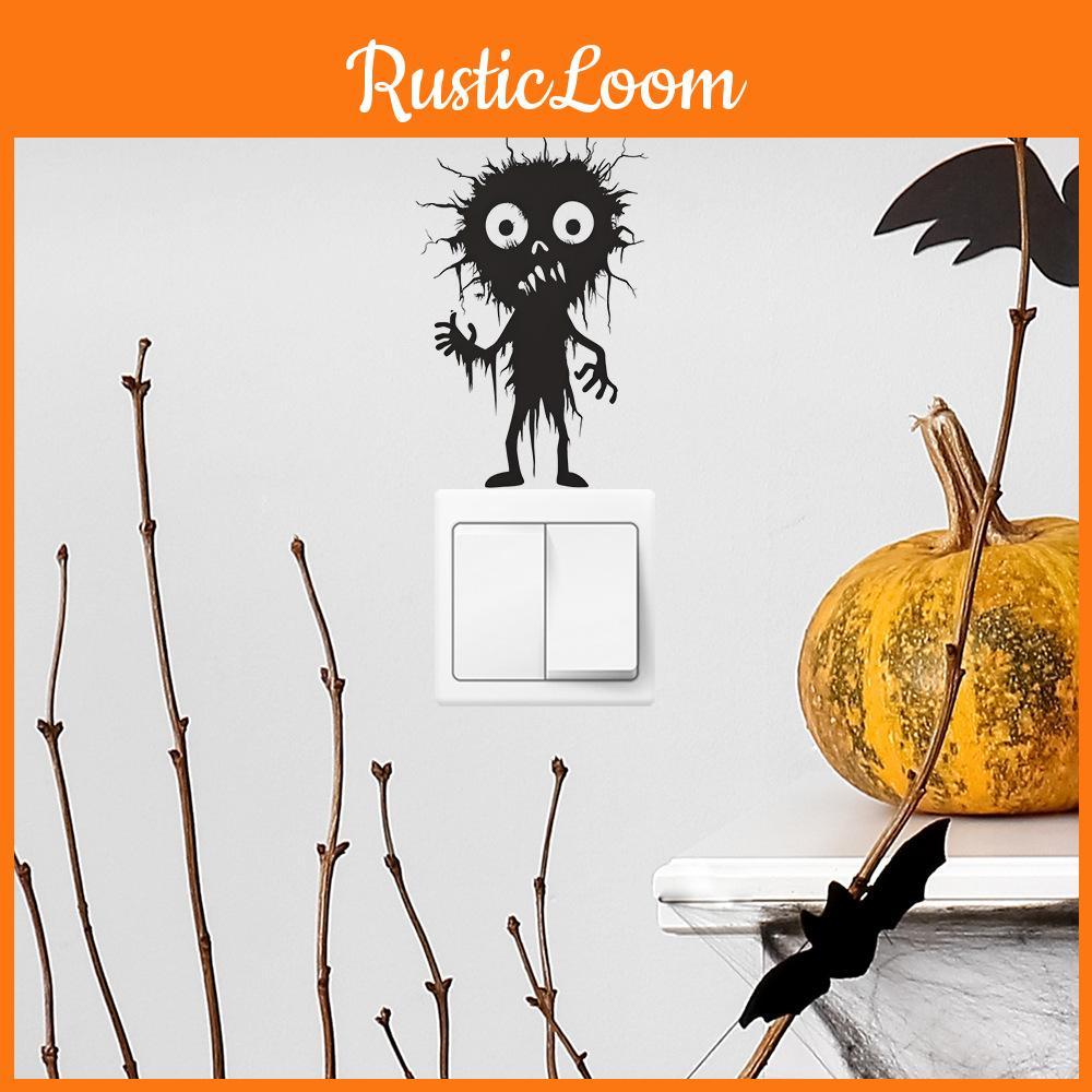 Halloween Black Features Cartoon Switch Sticker Pvc Wall Decor For Living Room