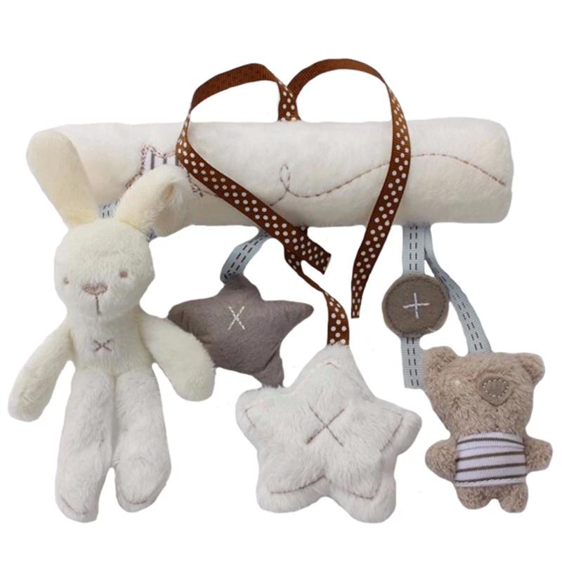 New Hanging Bed Rabbit Baby Hand Bell Safety Seat Plush Toy Multifunctional Plush Toy Stroller Mobile Gifts