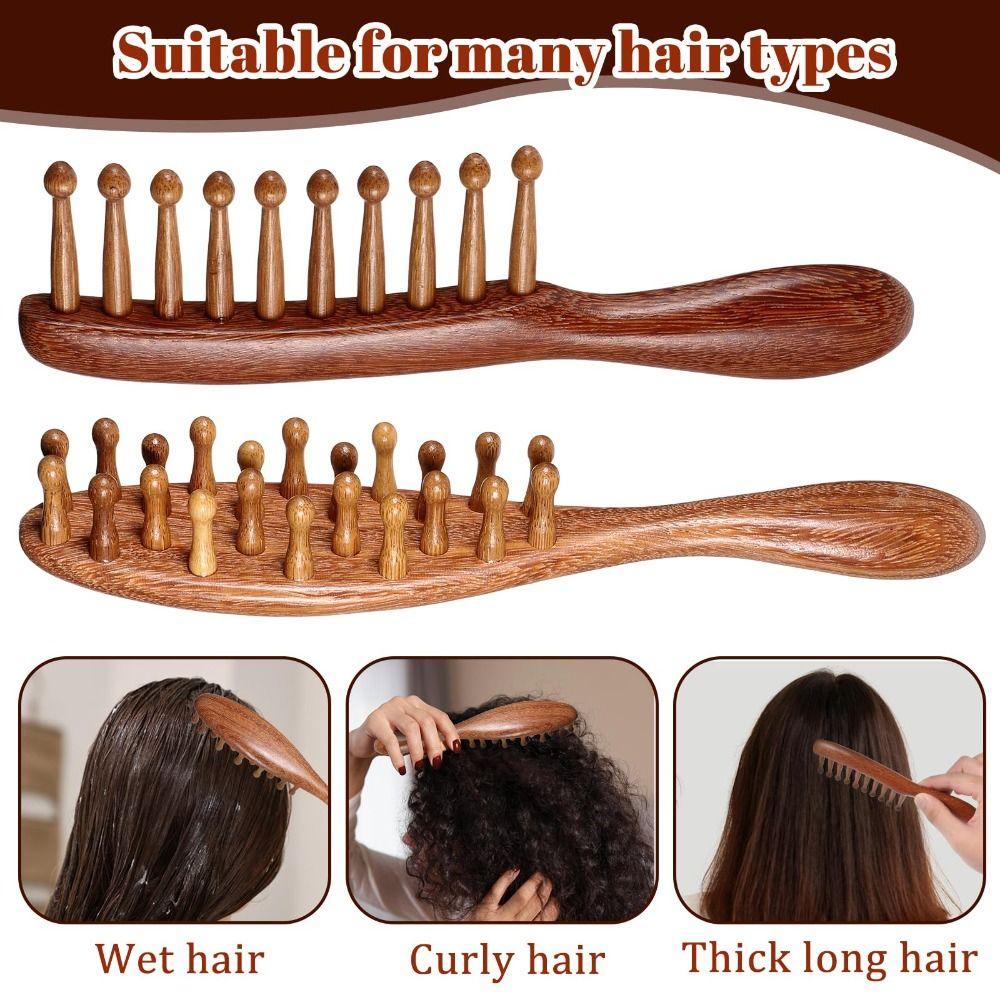 Wooden Loc Comb Golden Sandalwood Comfortable Massage Body Meridian Massage Comb Wide Teeth Help Blood Circulation
