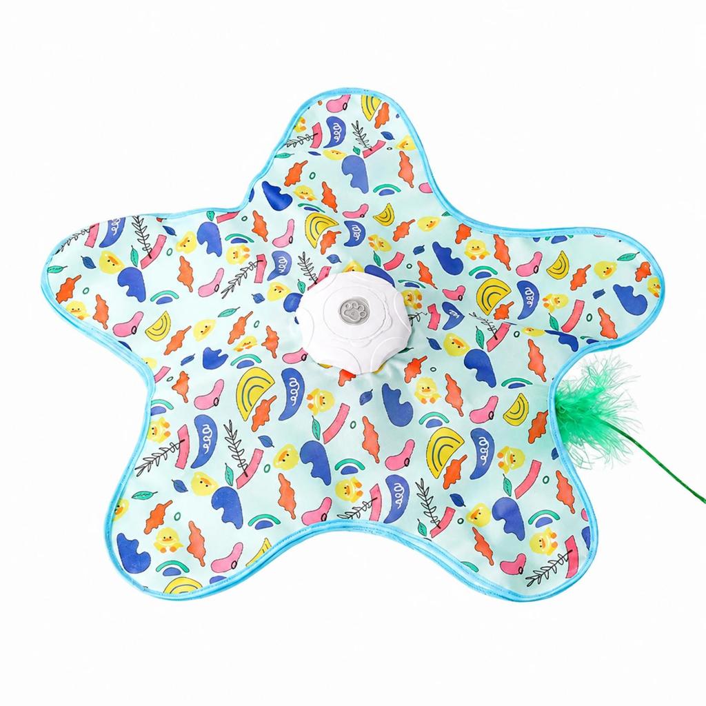 StarShaped Play Activity Mat Toy Interactive Rotating Feather Chaser Cat Automatic for Cats,