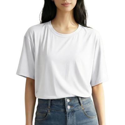 [Hotouch] Camiseta Feminina Manga Curta Corte Relaxado Fibra de Bambu Respirável Resistente a Odores Toque Refrescante Macia 5 Cores Camiseta Casual