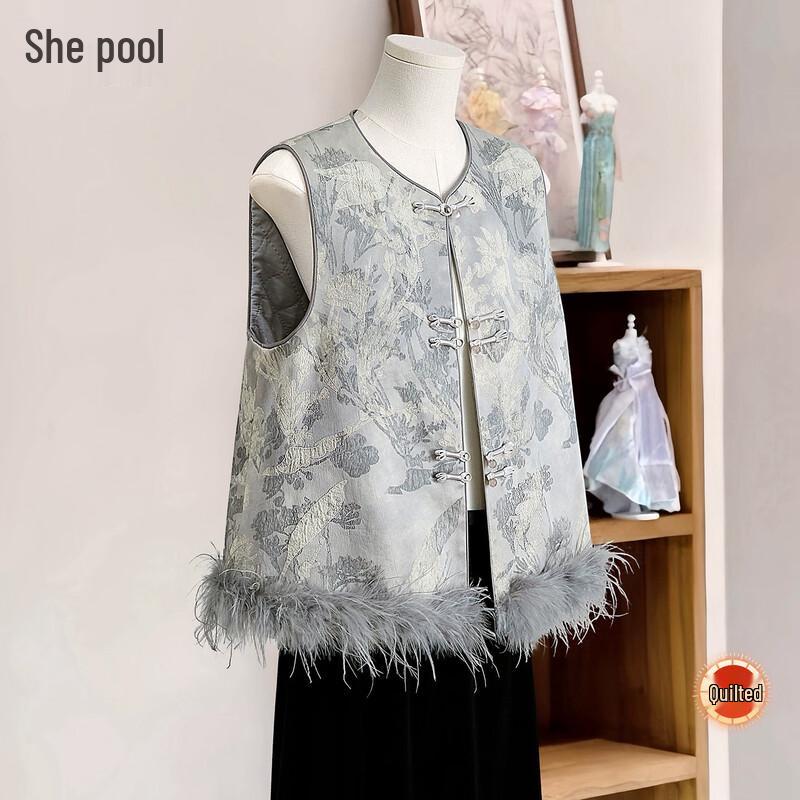 

Жилет женский Tachi из хлопка с вышивкой в новом китайском стиле S