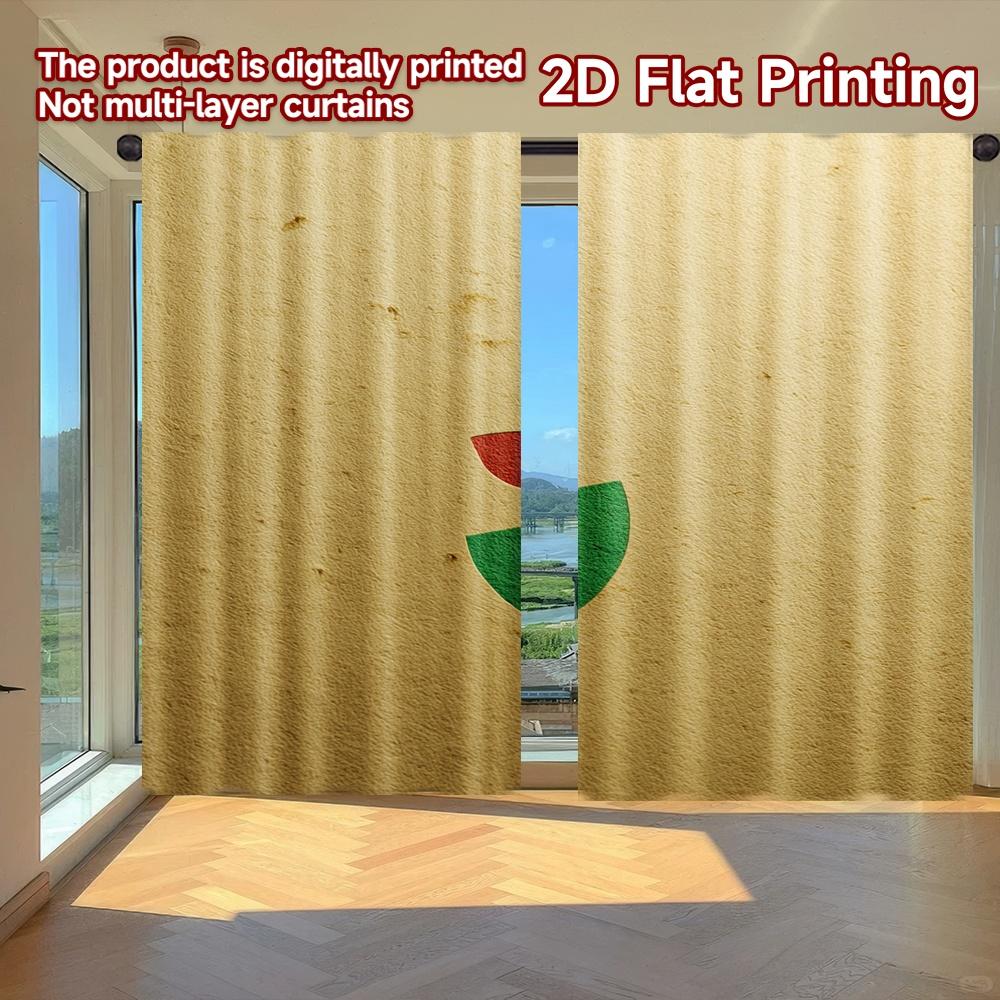 

Flat Printing Curtains Without Rod Floral Smiley Design Holiday Women Is Day Printed Durable Polyester Fabric Set Of 2 Made W100*H70(CM)-Grommet top&2PCS