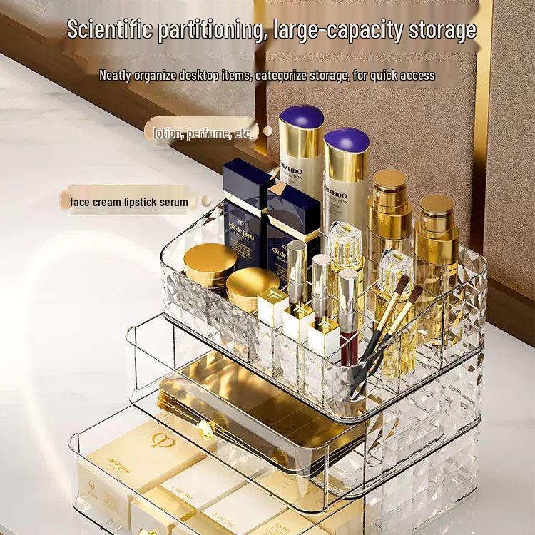 Pudełko do przechowywania z wzorem diamentowym na kosmetyki i organizer do makijażu