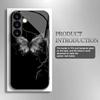 Black Butterfly Pattern Tempered Glass Phone Case Suitable for Samsung GalaxyS26 S25 S24 S23 S22 S21 S20FE/Ultra/Plus5Ganti Drop
