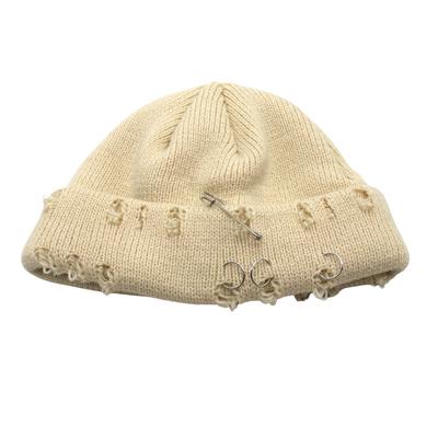 Solid Color Knitted Hat Trendy Ring Pin Hip Hop Wool Hat Season Yuppie Cold Hat