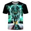 Summer Round Neck Animal Wolf Pattern 3D Print Top Fashionable Casual Short Sleeved Men's T-shirts