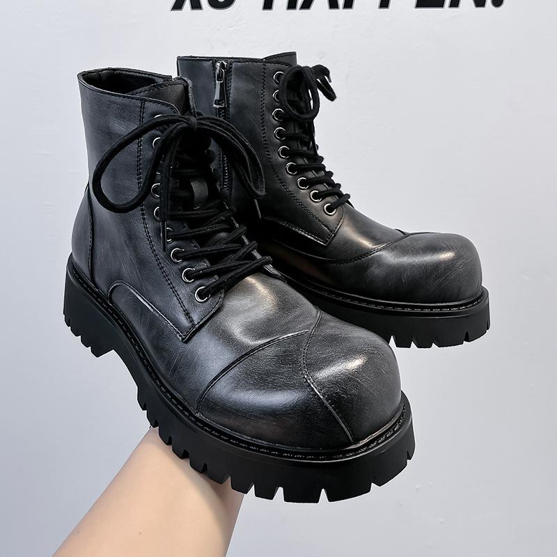 New Men's Big Head Martin Boots Men's British Style Tooling Shoes Zipper High Top Derby Shoes Shoes 44789-A