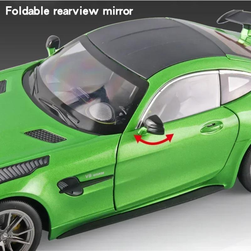 Velký 1:18 Mercedes-Benz AMG GTR model auta Kovové tlakově lité vozidlo Sběratelské hobby zvuková a světelná stahovací miniaturní hračka pro chlapce, děti dárek