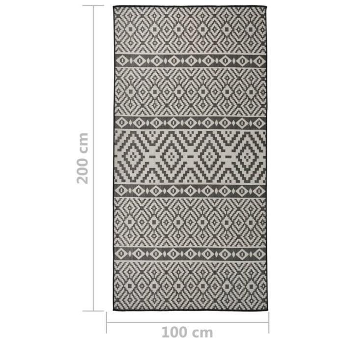 VidaXL Tapis à tissage plat d'extérieur 100x200 cm Rayures noires