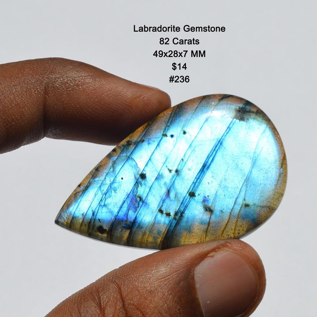Natural Labradorite Gemstone Cabochon, 82 Carats Blue Fire Labradorite Cabochon, Pear Shape, Craft Supply Jewelry Making