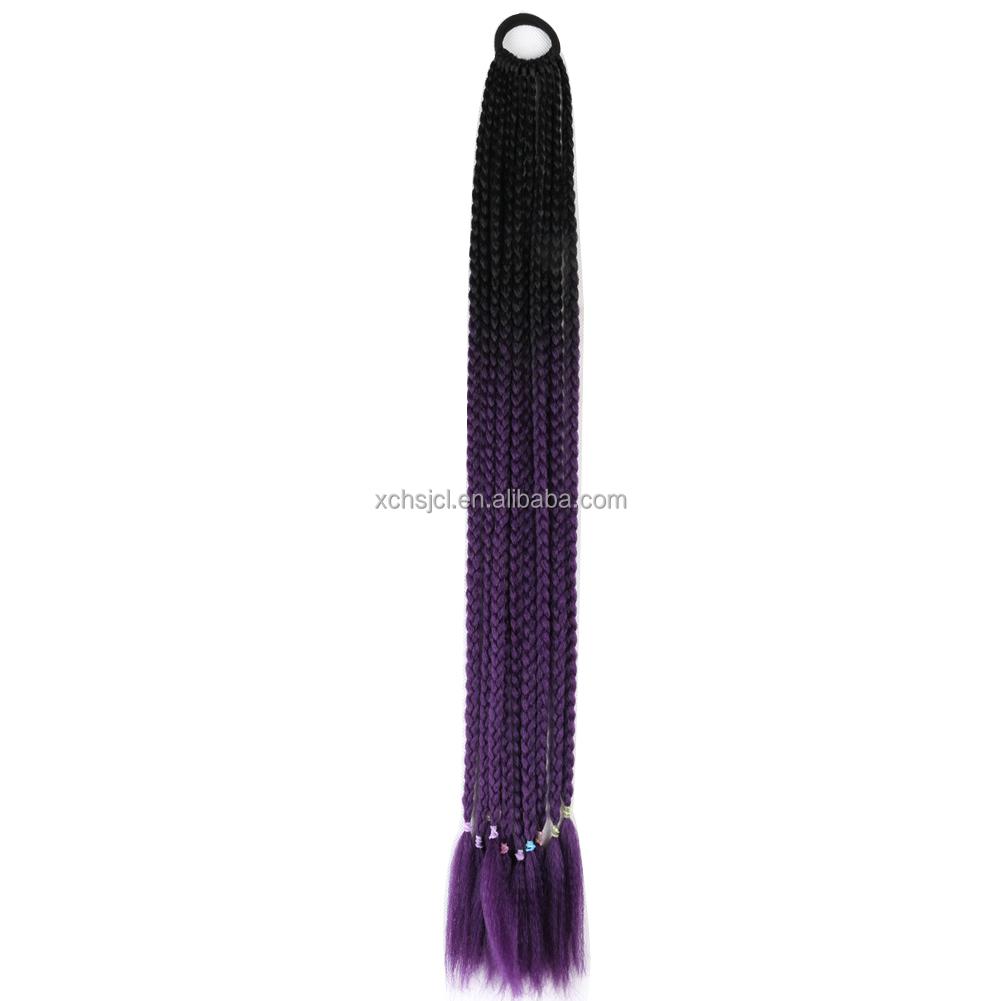 Ponytail With Hair Rubber Bands Long Box Crochet Synthetic Hair Piece Ombre Braiding Hair Extensions Braid